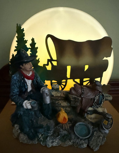Western Cowboy Camping Wagon Figurine with back light (NO LIGHT included)  