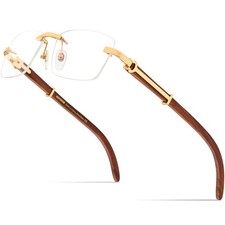 100 Really Buffalo Horn Handmade Glasses Frame Square Rimless Luxury Buffs E...