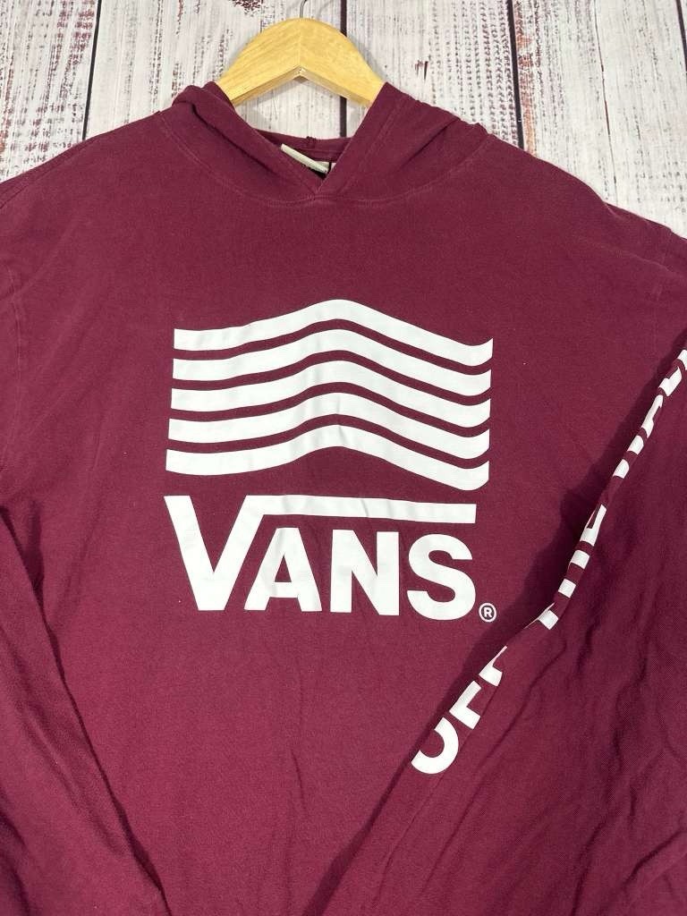 Vans Long Sleeve Shirt Mens XXL Burgundy Logo Graphic Off The Wall Streetwear image 8