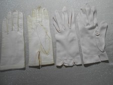 2 pair vintage women's gloves: Stetson white cloth  white leather silk lined