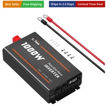 1000W Pure Sine Wave Inverter 12V DC to 120V AC Converter for Home, RV, Truck...