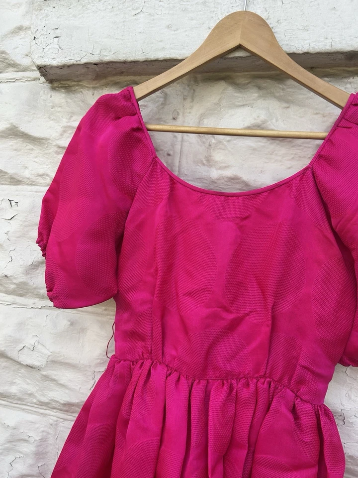 Vintage 1970’s Richilene Dress Women’s Pink Geometric Pattern Fit Flare Maxi - Image 2 of 4