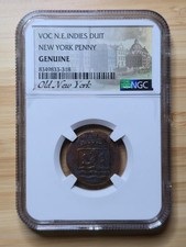 1765 VOC N.E Indies Duit New Your Penny NGC Genuine