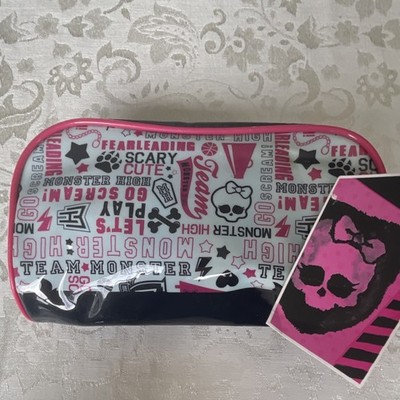 Monster High Skull Pencil Case Pink Black White Zipper Closure Animation Theme