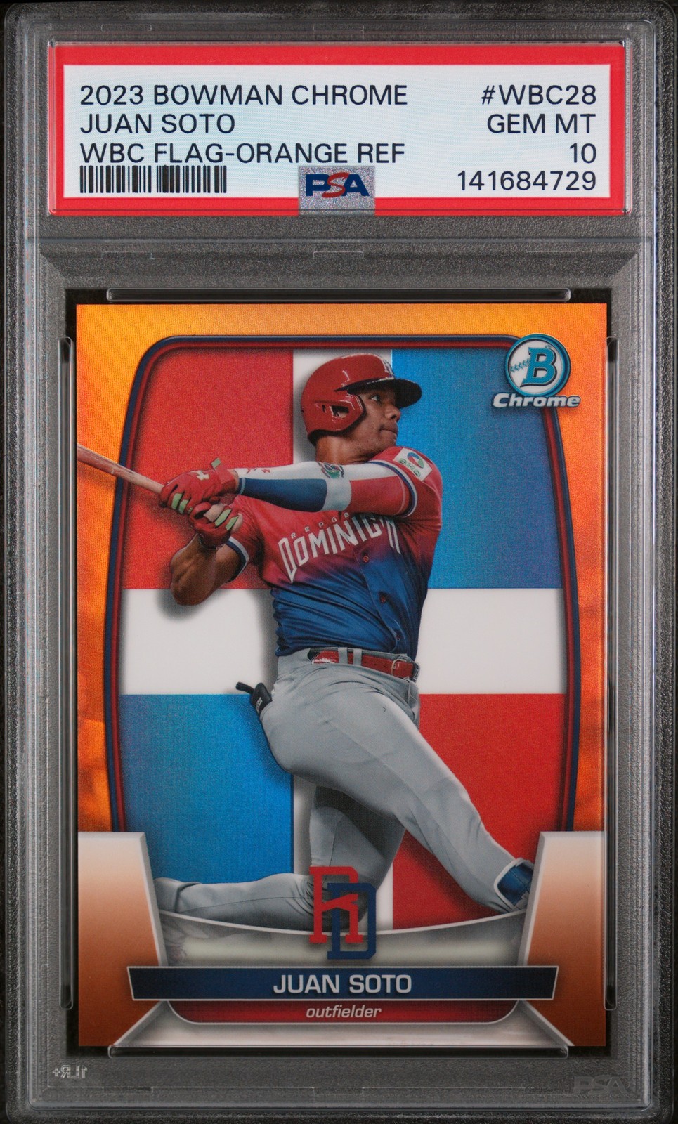 2023 Bowman Chrome WBC Flag #WBC28 Juan Soto Orange /25 PSA 10
