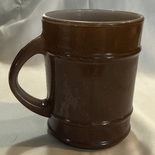 Anchor Hocking Fire King Milk Glass D Handle Brown Barrel Cup Mug Oven Proof MCM - Picture 3 of 8