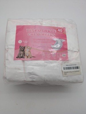 Disposable Cat Diapers 40 Count Size S Hypoallergenic Leakproof Pet Pads