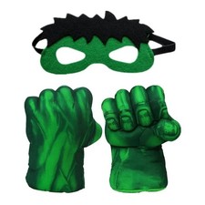 Green Plush Smash Hands Kids Superhero Costume Fists Soft Play Gloves UK