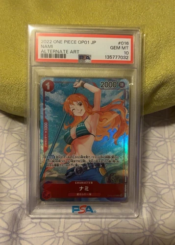Bandai One Piece OP01 Nami OP01-016 Alt Art PSA 10 includes dash pack Nami & Ace