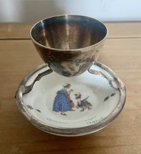 antique silver-plated egg cup & saucer set by Hukin & Heath