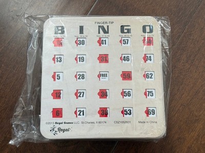 Regal Games 25-Pk of Easy Read Finger-Tip Shutter Slide Bingo Cards - Open Box