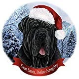 Holiday Pet Gifts Neapolitan Mastiff Black Uncropped  Porcelain Ornament