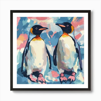 Pinguine 1 Kunstdruck gerahmt Wandbild Poster Leinwanddruck Bild