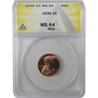 1930 Lincoln Wheat Cent MS 64 RD ANACS Penny Uncirculated SKU:I25587