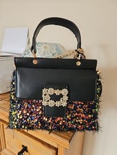 James Lakeland Vegan Leather Handbag. Sequins. Crystals. Hand Or Crossbody. Tags