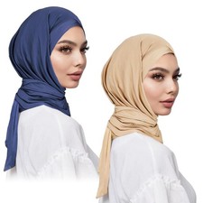 2PCS Instant Hijabs for Women Muslim Long Hijab Scarf Lightweight Soft Head W...