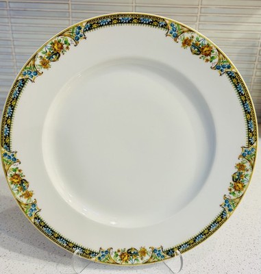 Haviland French Limoges Chanson 10.5  Fine China Dinner Plate Blue Green Scroll