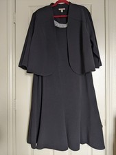 Maya Brooke 2 Pc Black Dress Jacket Set Pearl Beaded Formal Church Plus 24W