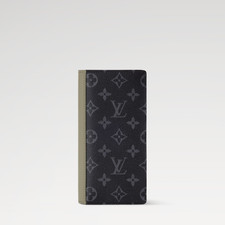 Louis Vuitton Brazza Wallet M28815 Monogram Eclipse Canvas Khaki Green Auth New