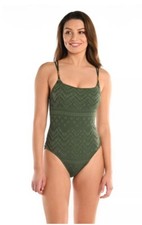 La Blanca Women's Standard Lingerie One Piece Swimsuit Olive size 12 NWT