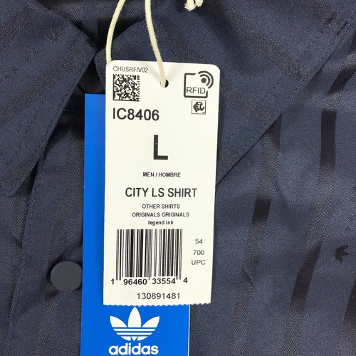 Adidas Originals Mens Large Rifta City Boy Shirt Blue Striped IC8406 New - Picture 3 of 9