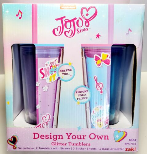JoJo Siwa 16 oz Bicchiere Glitter Set di 2 confezioni, Progetta il tuo, Senza BPA Nuovo - Foto 2 di 6