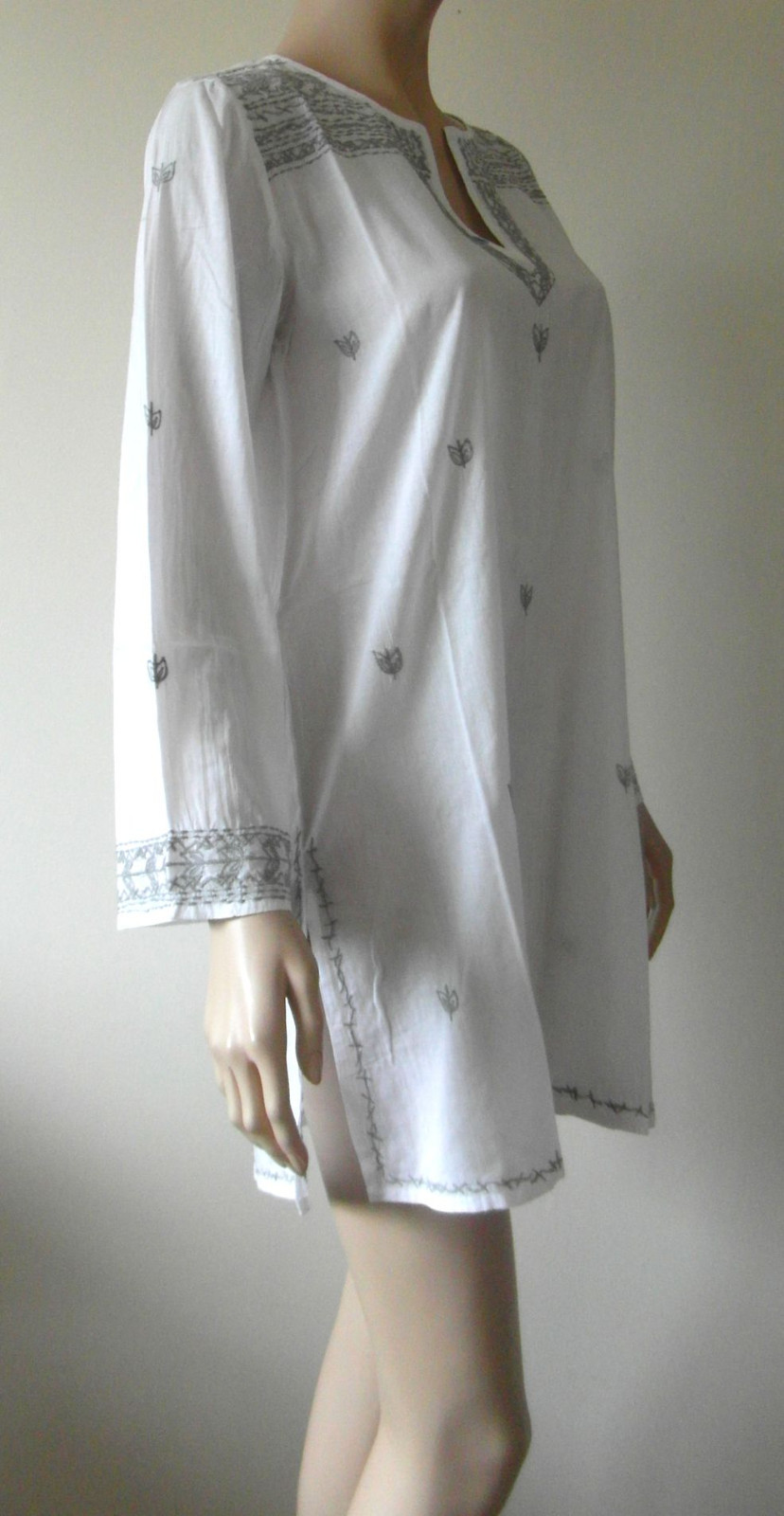 Jigsaw Kaftan Floral Embroidered Light Weight Cotton Semi SeeThrough