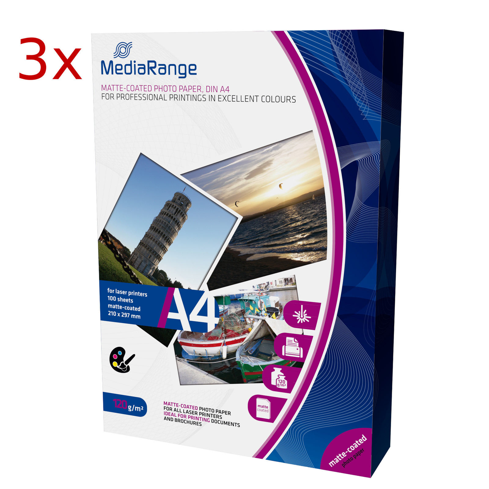 Papier photo mat A4 120g pour imprimante laser et jet d'encre lot de 300 feuilles
