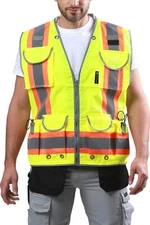Kolossus HI Visibility Safety Vest 9 Pockets Padded Neck
