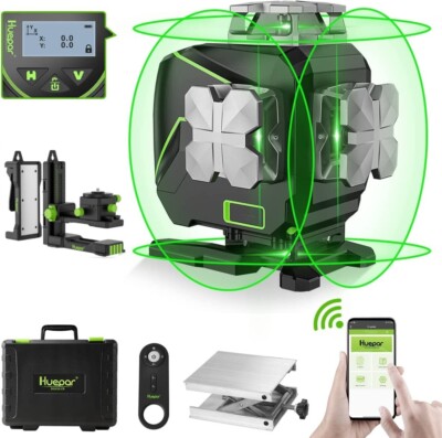 Huepar S04CG LCD-Bildschirm 4D Linienlaser mit Halterung und Klammer