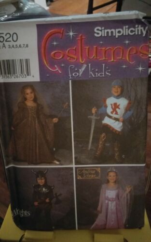 Simplicity Costumes Andrea Schewe sewing pattern 5520 childs medieval  sz 3-8  - Foto 1 di 2