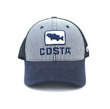 Gorra Costa Del Mar Bass Hickory Rayas Azul Marino Ajustable Camionero Nueva