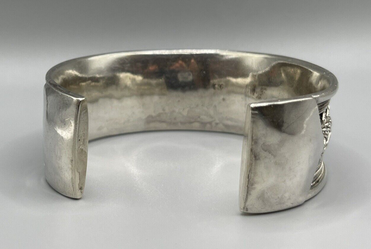 Unsigned Handmade Large Sterling Silver Cuff Brac… - image 16