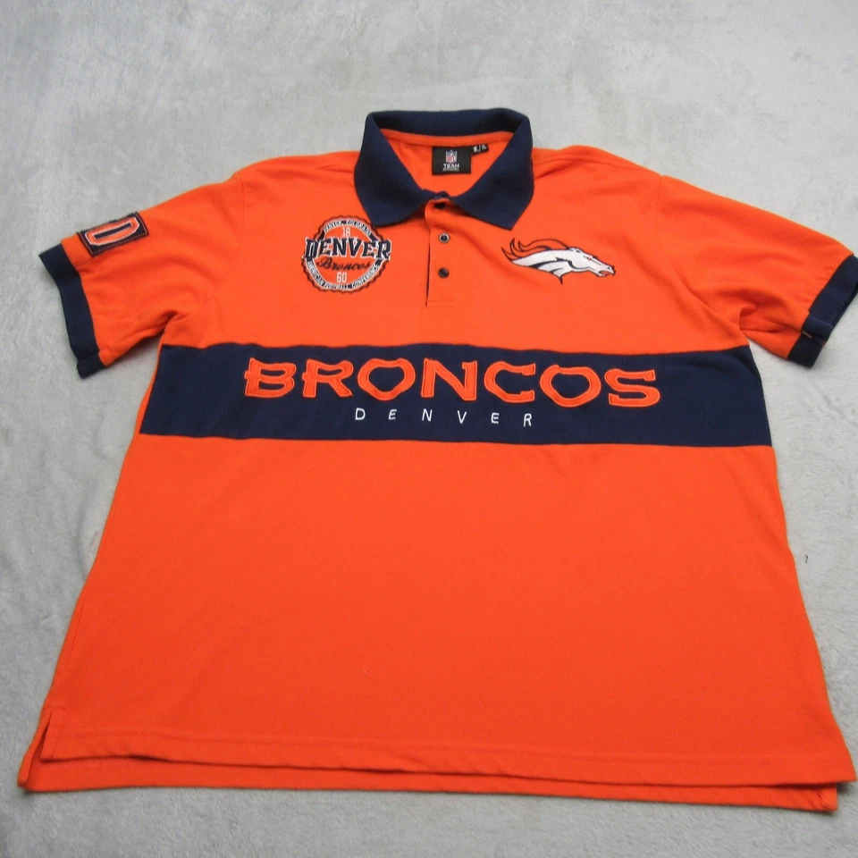 Camisa Polo De Colección Denver Broncos Para Hombres XL NFL Naranja Manga Corta Peso Medio Años 90 Foto 2 de 4