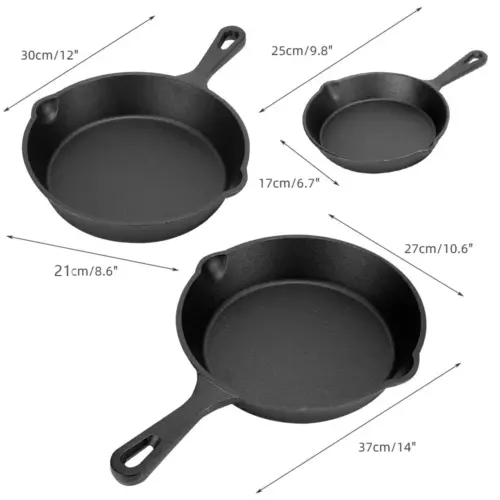 Non Stick Frying Pan 3-Piece Set Cast Iron Steak Skillet Cookware Cook Frypan AU - Picture 2 of 10