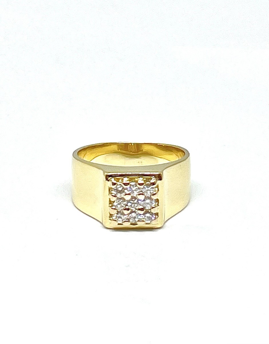 Little Signet Ring Vintage Gold Yellow 18 Carat Tray Square Set
