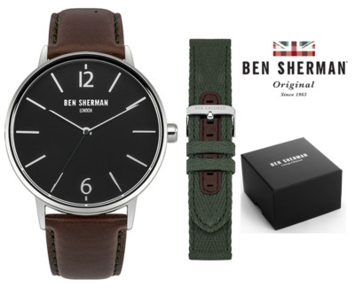 Ben Sherman Mens Designer Watch London Portobello WB059BRN Black Silver