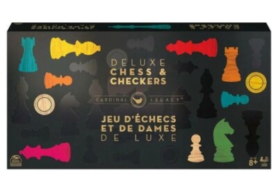 SpinMaster Carinal Legacy Deluxe Schach & Dame Set Klappbrett Massivholz 