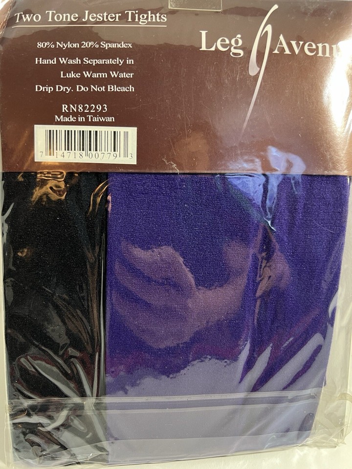 Leg Avenue 7238 Two Tone Jester Tights One Size Black/Purple Costume eBay