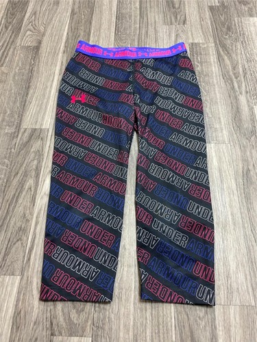 UNDER ARMOUR Elastic Waist Black/Multi Color Print Capri Leggings Girl's Size 22 - Picture 3 of 8