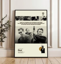 HEAT 1995 Movie Poster, Mid-Century Modern Vintage Poster