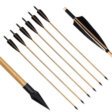 6PCS Handmade Hunting 33" Wooden Arrow LongBow Spine 300 With Medieval Tip Point