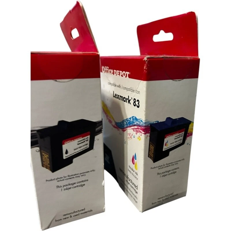 2 packs (1 color, 1 black) Office Depot for Lexmark 83 Printer Ink Cartridges - Image 2 of 4