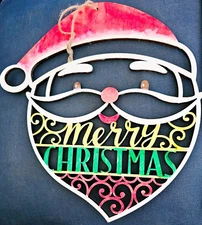 Christmas Santa Cutout Hanging Door Sign Holiday Decor Merry Xmas