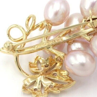 小物・アクセサリー miki Mikimoto K18YG freshwater pearl diamond brooch grape width approx