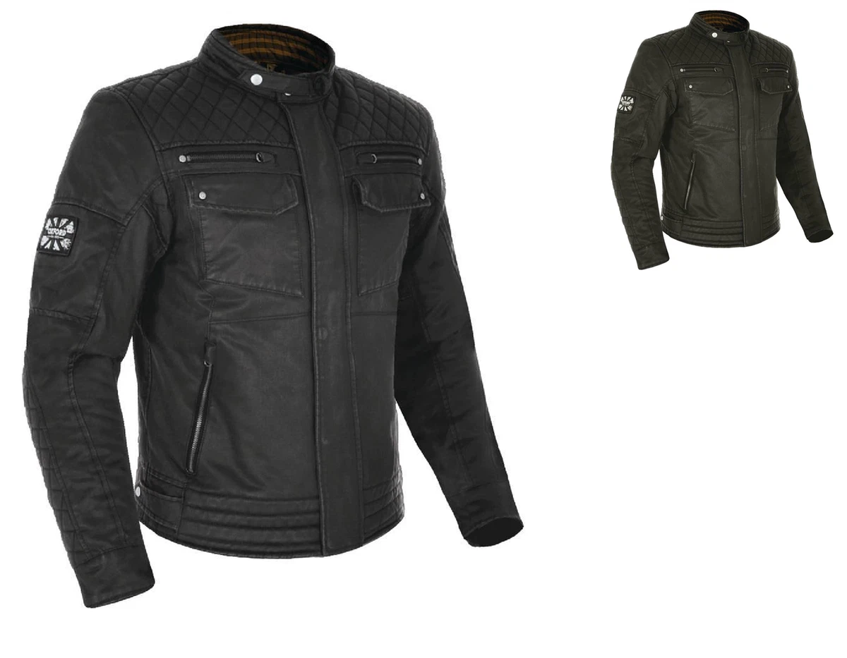 Oxford Hardy Wax Cotton Motorcycle Bike Jacket Olive Black CE
