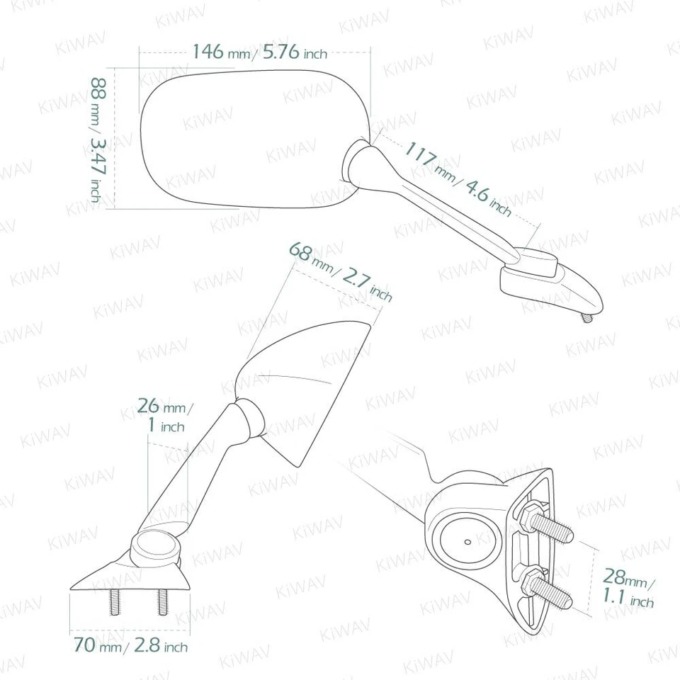 Espejo retrovisor de repuesto DERECHO se adapta a Yamaha YZF-R1 R1 2009-ε Foto 2 de 4