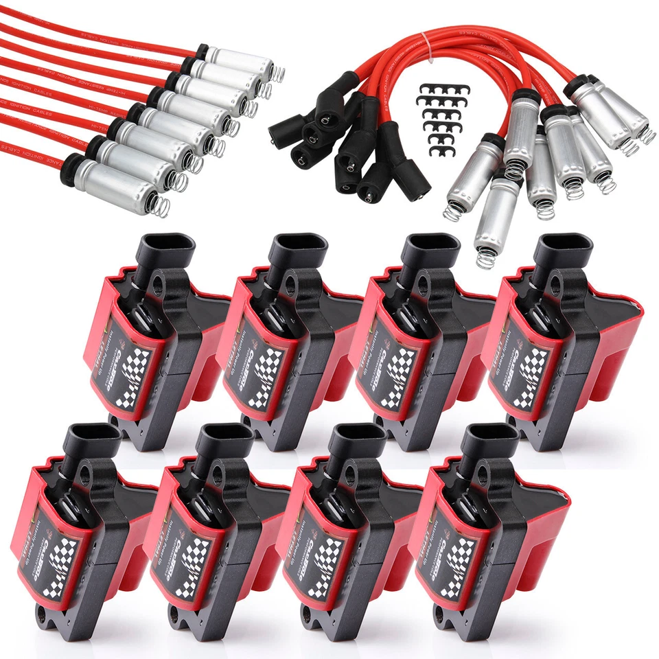 8 Square Ignition Coil W/ Spark Wire Set For GMC CHEVY 5.3L 6.0L 8.1L D581 UF271 - Image 2 of 4