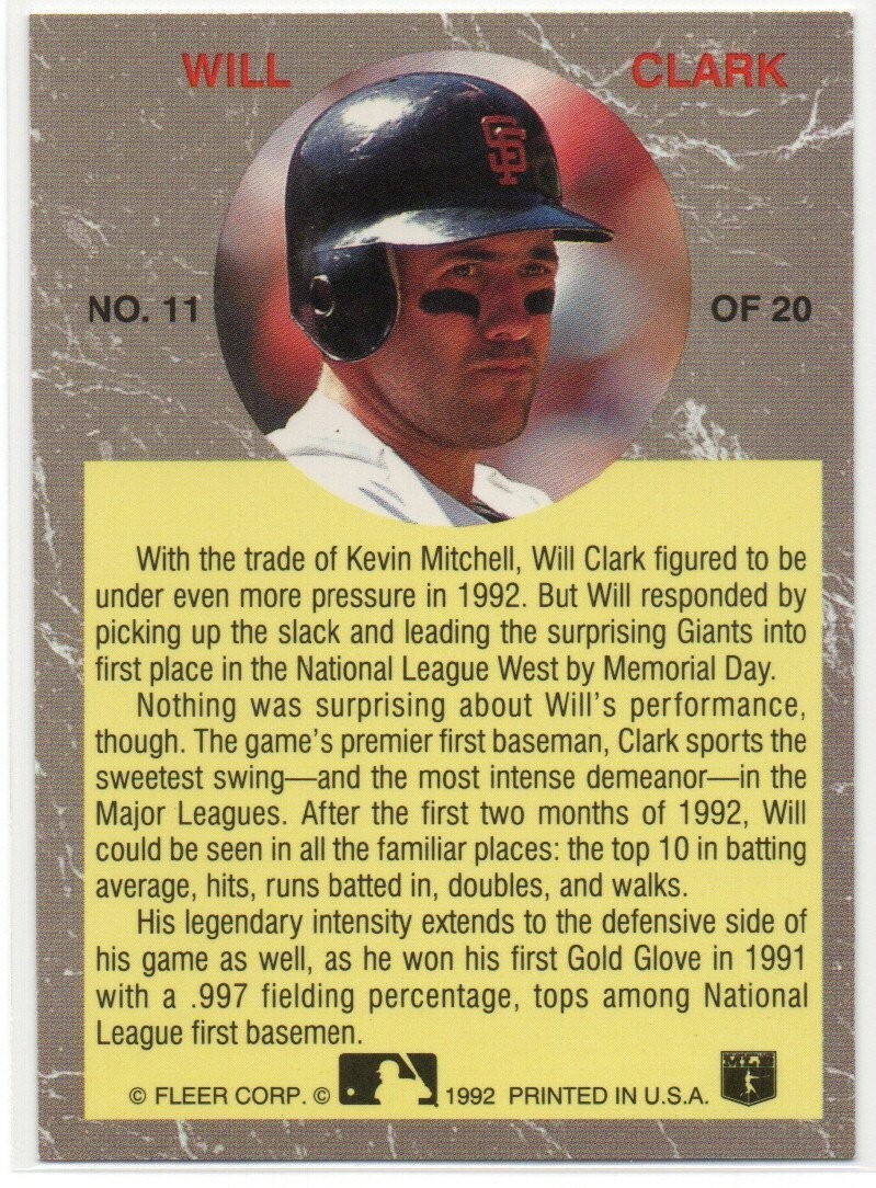 Will Clark 1992 Ultra All-Stars #11 San Francisco Giants #1 | eBay