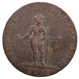 1793 WARWICKSHIRE BIRMINGHAM HALFPENNY CONDER TOKEN [D&H 50] (#8670)
